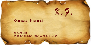 Kunos Fanni névjegykártya